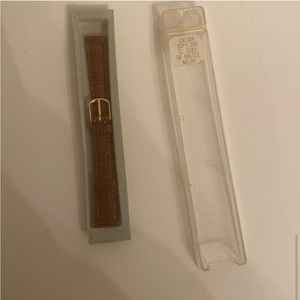 VTG NWT 1970s 1980s Caldor Brown Leather Watch Band Gold Buckle Adjustable Size